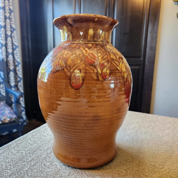 Native Other - Large 12" Cherokee Vase, Native Made, Signed, Drip Glaze
